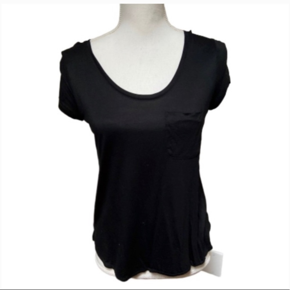 H&M Basics Pocket Black T Shirt